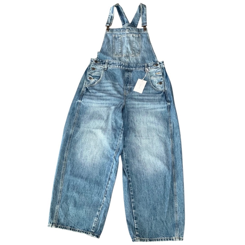 Cello Women’s Jean Barrel Overalls Jumpsuit Medium Blue Denim Size XL NWT